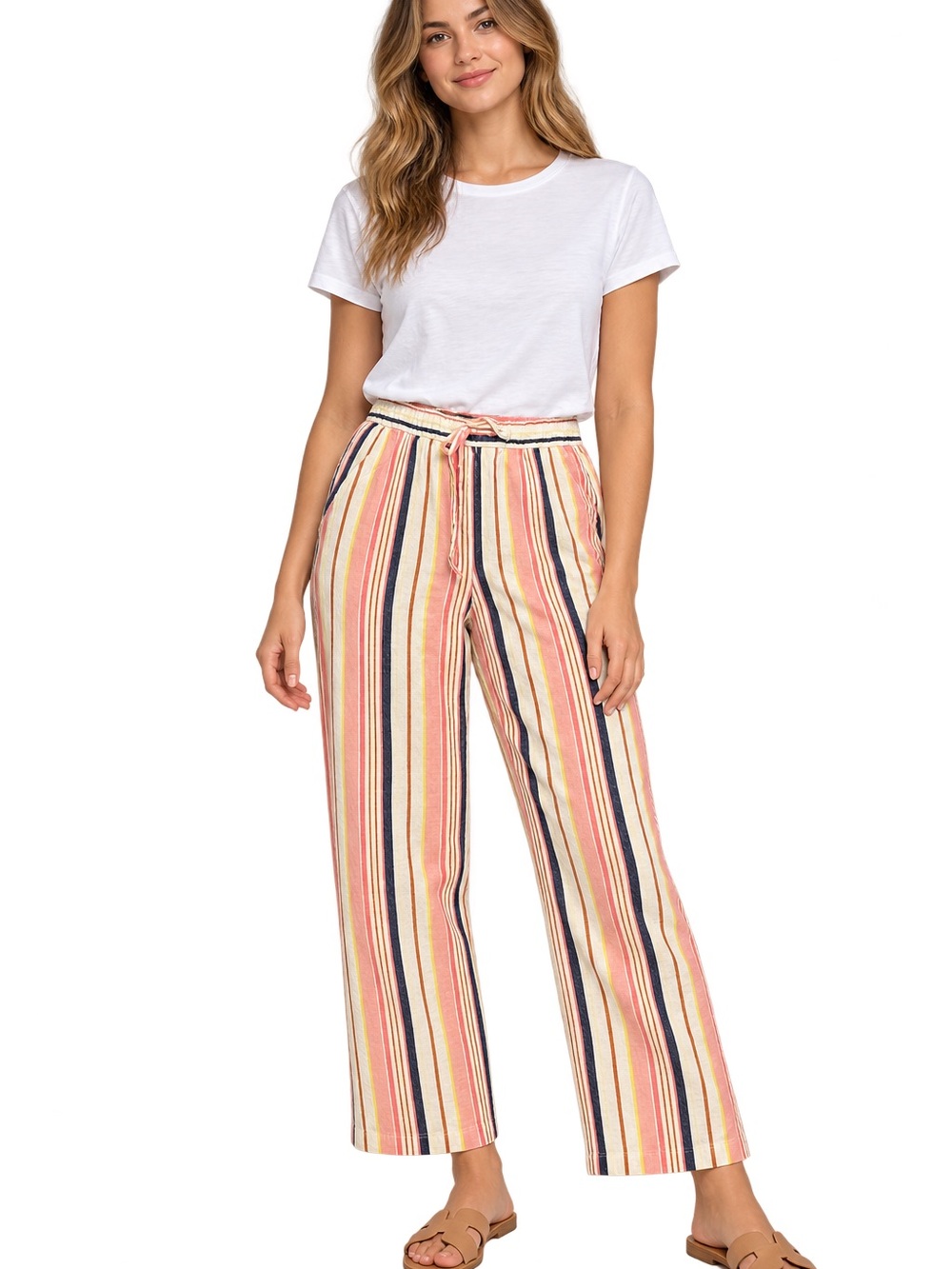 Old Navy Multicolor Striped Wide-Leg Pull-On Pants